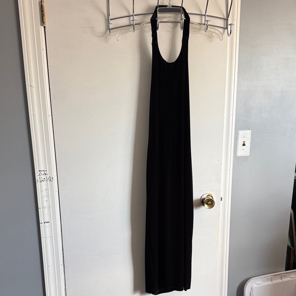 Snap Black Halter Maxi Dress